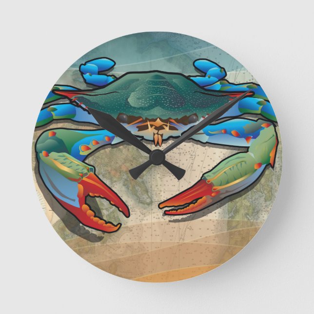 Horloge Ronde Crabe bleu (Recto)