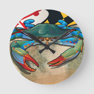 Horloge Ronde Crabe bleu du Maryland