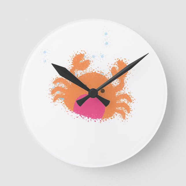 Horloge Ronde Crabe caricaturale orange (Recto)