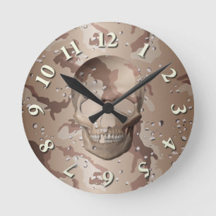 Horloge Ronde Crâne Camo Désert 3D
