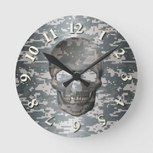 Horloge Ronde Crâne Camo numérique 3D