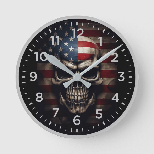 Horloge Ronde Crâne de drapeau américain  (Recto)
