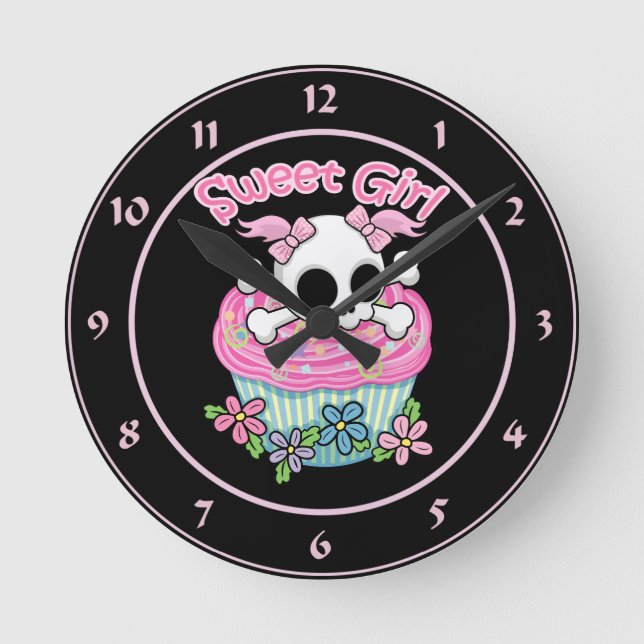 Horloge Ronde Crâne de fille douce (Recto)