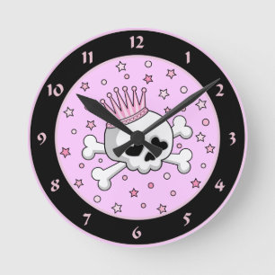 Horloge Ronde Crâne de princesse mignonne