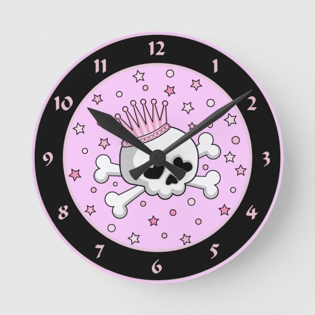 Horloge Ronde Crâne de princesse mignonne (Recto)