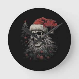 Horloge Ronde Crâne de squelette Noël joyeux drôle Santa apparié