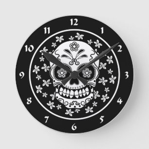 Horloge Ronde Crâne de Sucre