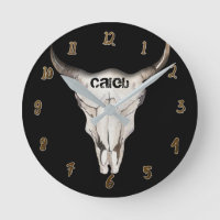 Crâne de taureau vache rustique noir cornes person