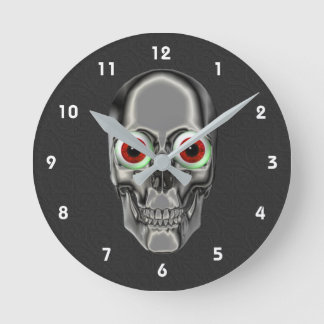 Horloge Ronde Crâne déplaisant avec yeux rouges