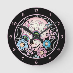 Horloge Ronde Crâne doux de sucre