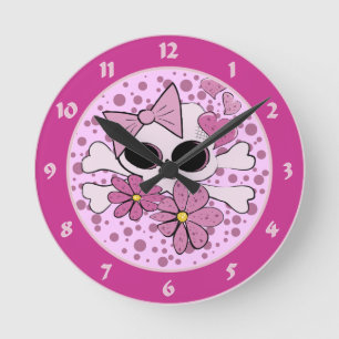 Horloge Ronde Crâne Girlie Punk