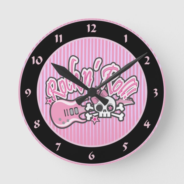 Horloge Ronde Crâne Girly Rock n' Roll (Recto)