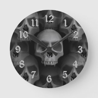 Horloge Ronde Crâne gothique