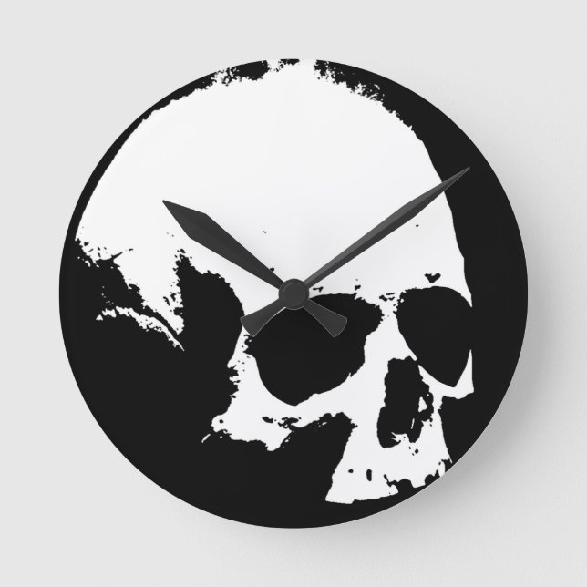Horloge Ronde Crâne noir et blanc (Recto)
