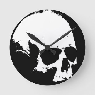 Horloge Ronde Crâne noir et blanc