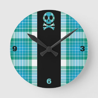 Horloge Ronde Crâne Plaid Océan