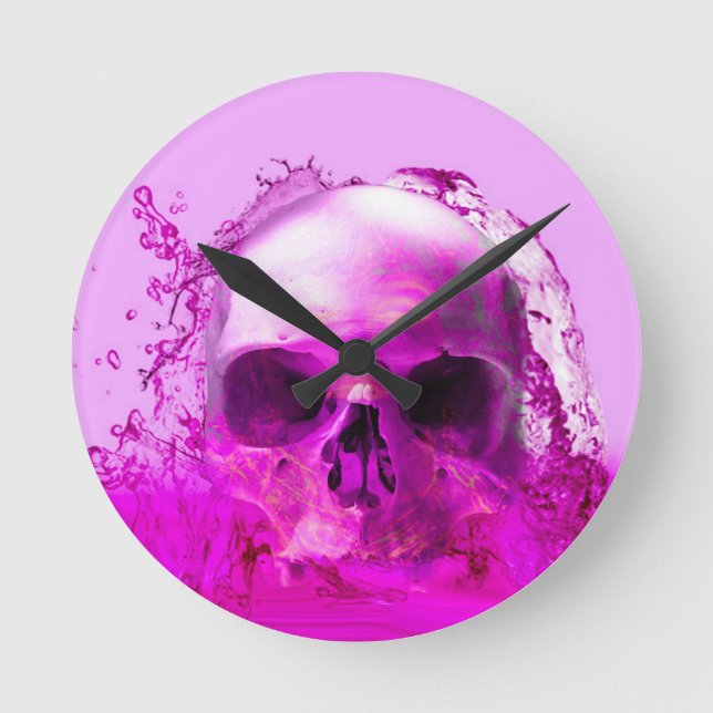 Horloge Ronde Crâne pourpre dans l'eau (Recto)