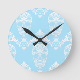 Horloge Ronde crâne victorien bleu