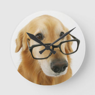 Horloge Ronde Cravate et verres de port de chien se reposant sur