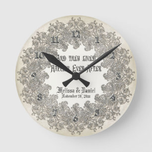 Horloge Ronde Cravate noire Elégance 3 - Silver Look Vintage Dam