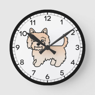 Horloge Ronde Cream Cairn Terrier Chien mignonne Illustration