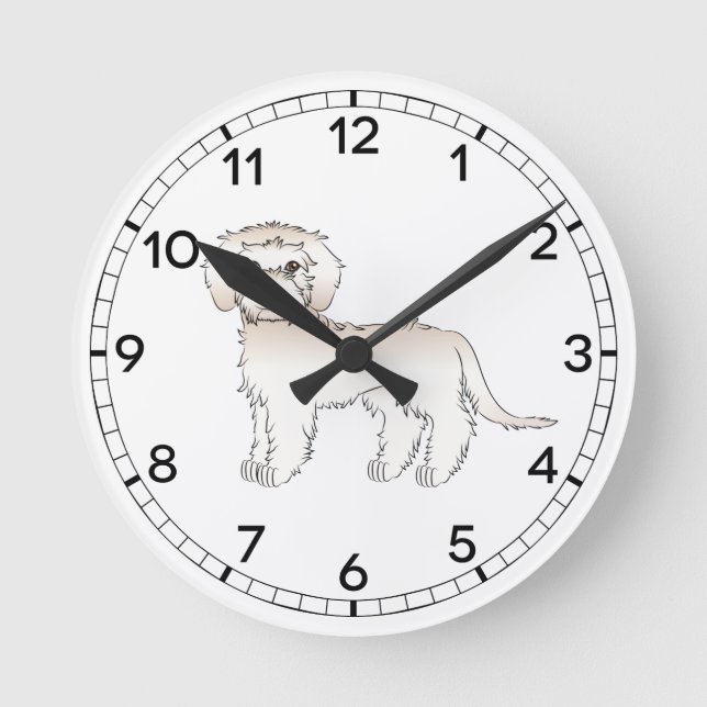 Horloge Ronde Cream Mini Goldendoodle Cute Cartoon (Recto)