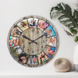 Horloge Ronde Create Your Custom Photo Collage Rustic Farmhouse<br><div class="desc">Créez votre propre horloge murale 12 photo Instagram photo collage personnalisé avec vos images personnalisées sur un arrière - plan rustique en planches de bois style ferme. Ajoutez vos photos, designs ou oeuvres d'art préférés pour créer quelque chose de vraiment unique. Vous pouvez facilement ajouter du texte ou des images,...</div>
