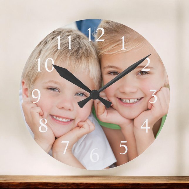Horloge Ronde Create Your Custom Photo Moderne Elegant (Créateur téléchargé)