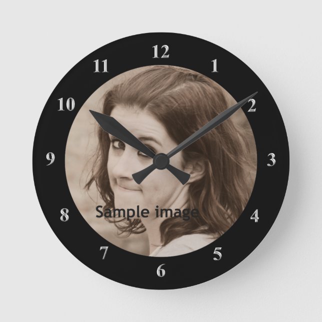 Horloge Ronde Create Your Own Black | Personnalized Photo (Recto)
