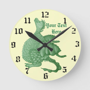 Horloge Ronde créature imaginaire mythique dragon vert mignon