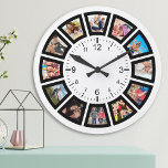 Horloge Ronde Créez votre propre famille de collage photo person<br><div class="desc">Créez votre propre horloge murale 12 photo Insta avec vos images personnalisées. Ajoutez vos photos, designs ou oeuvres d'art préférés pour créer quelque chose de vraiment unique. Pour modifier ce modèle de conception, cliquez sur "Modifier" et téléchargez votre propre image comme indiqué ci-dessus. Cliquez sur le bouton "Customiser" pour ajouter...</div>