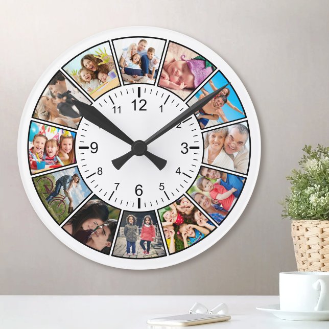 Horloge Ronde Créez votre propre famille de collage photo person (Créateur téléchargé)