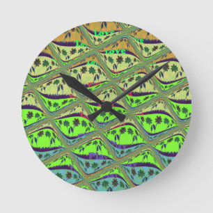 Horloge Ronde Créez votre propre île florale rétro amusante et c