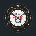 Horloge Ronde Créez votre propre - Personnalisé, marqué / Photo<br><div class="desc">Horloge murale : Créez votre propre article - personnalisable de marque professionnelle avec logo / photo personnalisé et des réglages plus faciles en ajoutant du texte, des couleurs arrière - plans ou plus d'images. Une façon simple de personnaliser votre entreprise, créer des cadeaux cool pour votre famille et vos amis...</div>