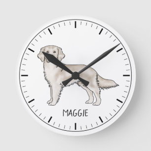 Horloge Ronde Crème anglaise Golden Retriever Chien Nom Personna