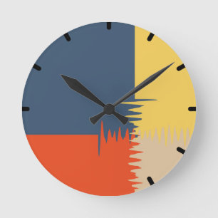 Horloge Ronde Crème jaune bleu rouge