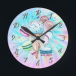 Horloge Ronde Crèmes glacées Macarons Tee Dye Été<br><div class="desc">Crèmes glacées au teint cravate pastel.</div>