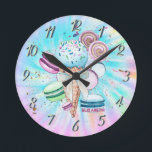 Horloge Ronde Crèmes glacées Macarons Tee Dye Été<br><div class="desc">Crèmes glacées au teint cravate pastel.</div>