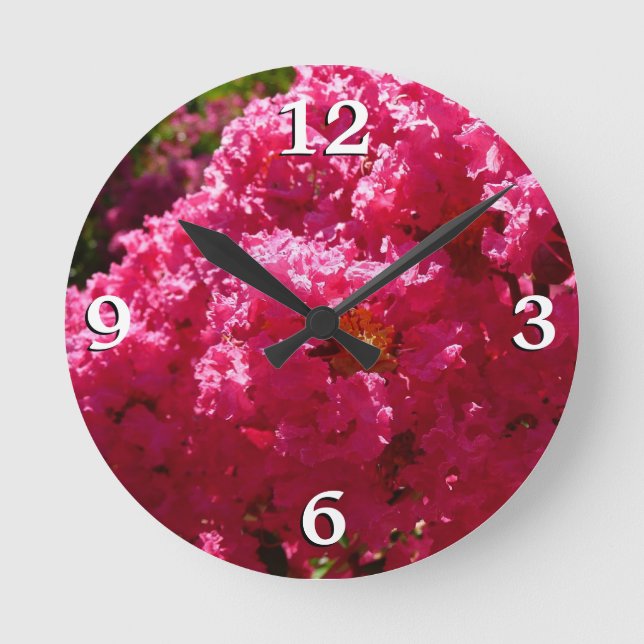 Horloge Ronde Crepe Myrtle Tree Magenta Floral (Recto)