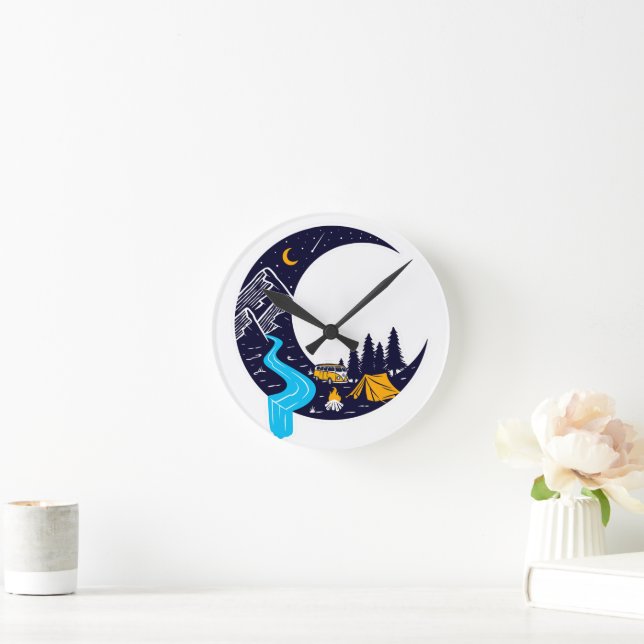 Horloge Ronde Crescent Moon Adventure Camping (Maison)
