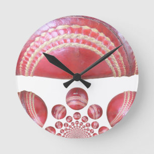 Horloge Ronde Crimson Spin - Une Belle Balle Rouge De Cricket Ar