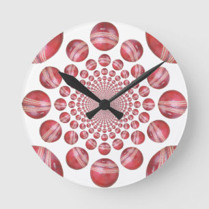 Horloge Ronde Crimson Vortex : Belle Balle de Cricket Rouge