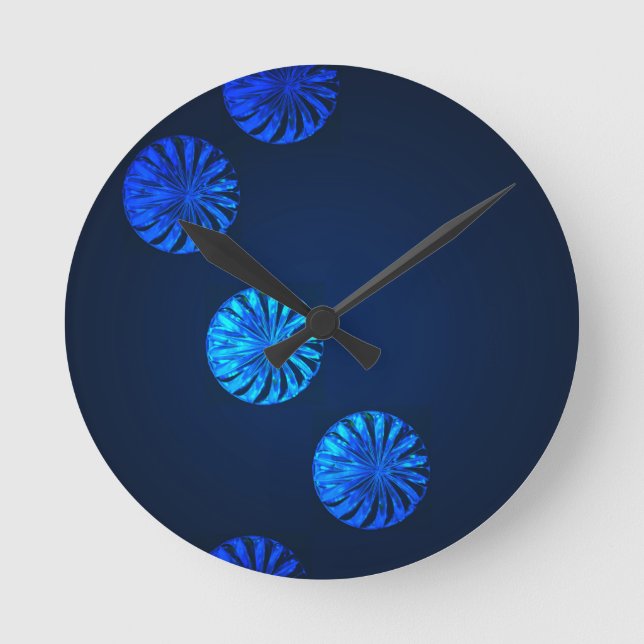 Horloge Ronde Cristal bleu design irlandais (Recto)