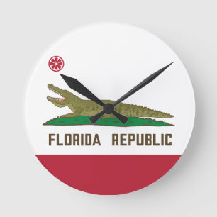 Horloge Ronde Crocodile du drapeau de la République de Floride