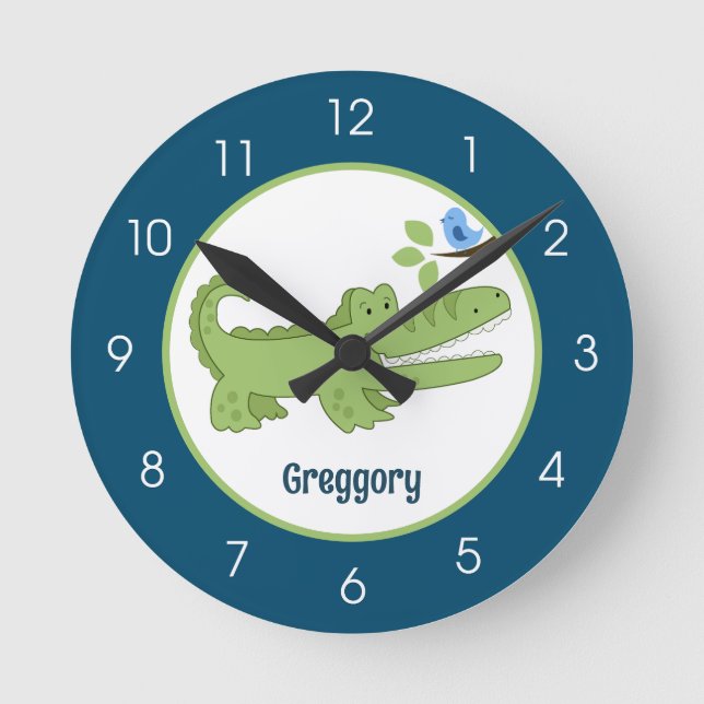 Horloge Ronde Crocodile Gator Marine Blue Green Jungle Safari (Recto)