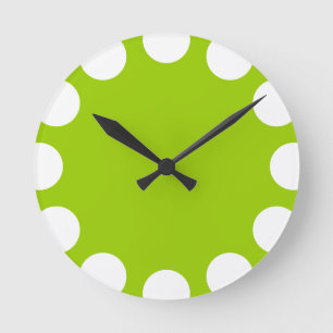 Horloge Ronde Croissant couleur - Blanc avec vert martien