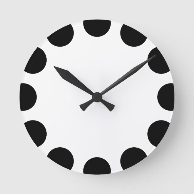 Horloge Ronde Croissant couleur - noir et blanc (Recto)