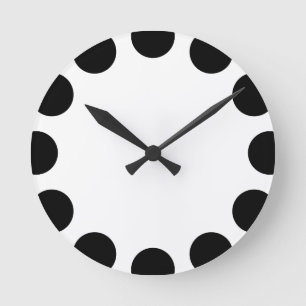 Horloge Ronde Croissant couleur - noir et blanc