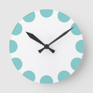 Horloge Ronde Croissant de couleur - Bleu clair vert avec blanc