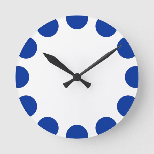 Horloge Ronde Croissant de couleur - Bleu de marine avec blanc (Recto)